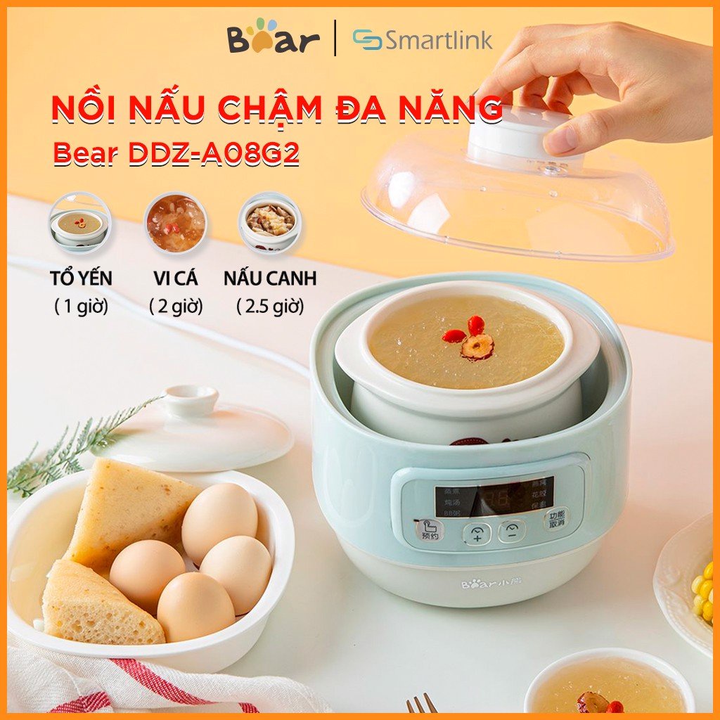 Nồi chưng yến nấu chậm Bear DDZ-A08G2 dung tích 0.8 lít bảo hành 18 tháng