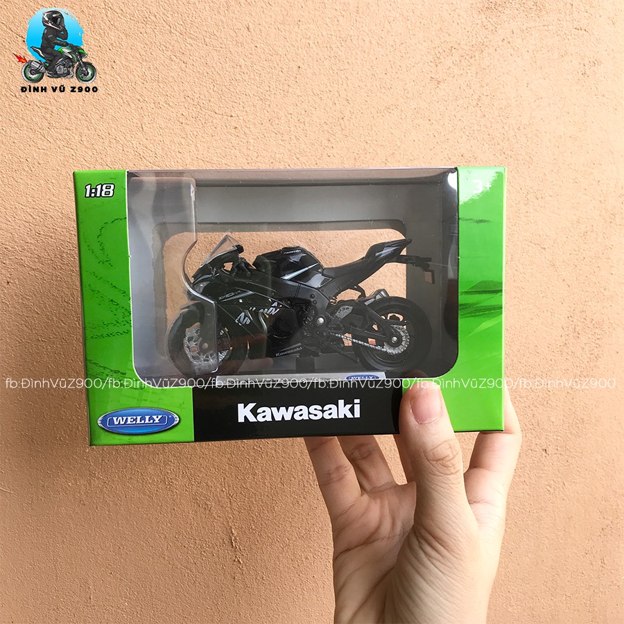 Xe mô hình Kawasaki Ninja ZX10-R chất chơi - Tỉ lệ 1/18