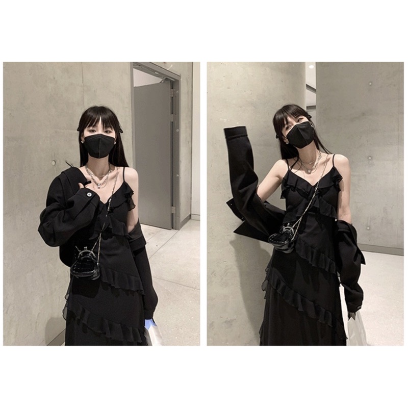 ĐẦM DÁNG XÒE TẦNG HAI DÂY THIẾT KẾ ULZZANG