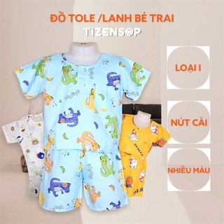 Bộ lanh tole tay ngắn quần đùi cho bé trai vải mịn mát