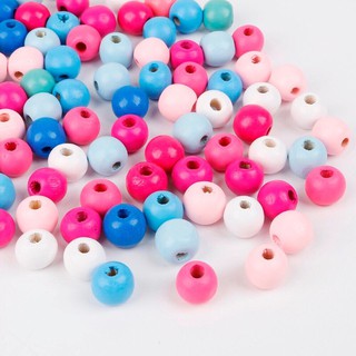 15 Hạt gỗ tròn nhiều màu kích thước 12mm.