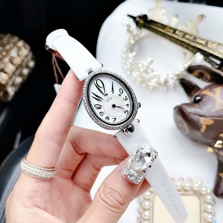 Đồng hồ nữ Guou 6040 chính hãng chống nước hình giọt nước viền đá dây da không kim g
