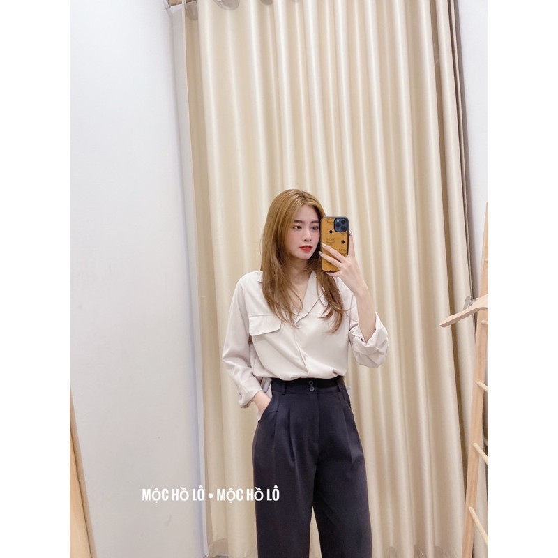 Sơ mi cổ vest chất lụa dày vải không nhăn ( ảnh thật tự chụp ) | BigBuy360 - bigbuy360.vn