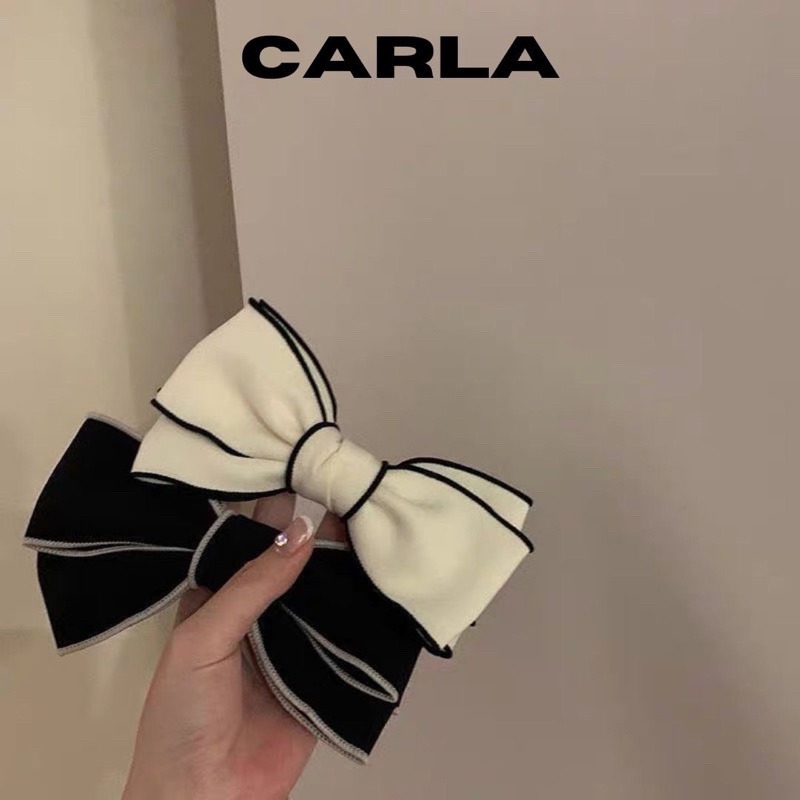 Kẹp Nơ Vải Đơn Giản Cặp Tóc Carla Phong Cách Hàn Quốc