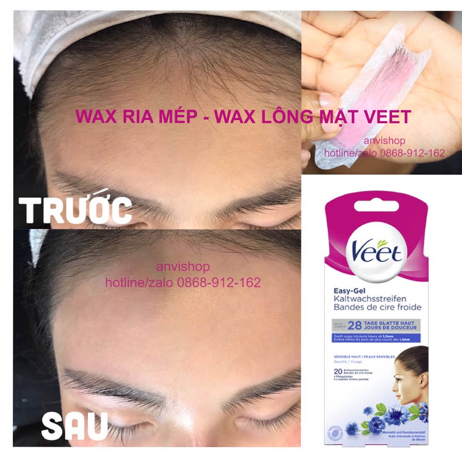 Combo Wax lông mặt Veet kèm bông tẩy trang Nga