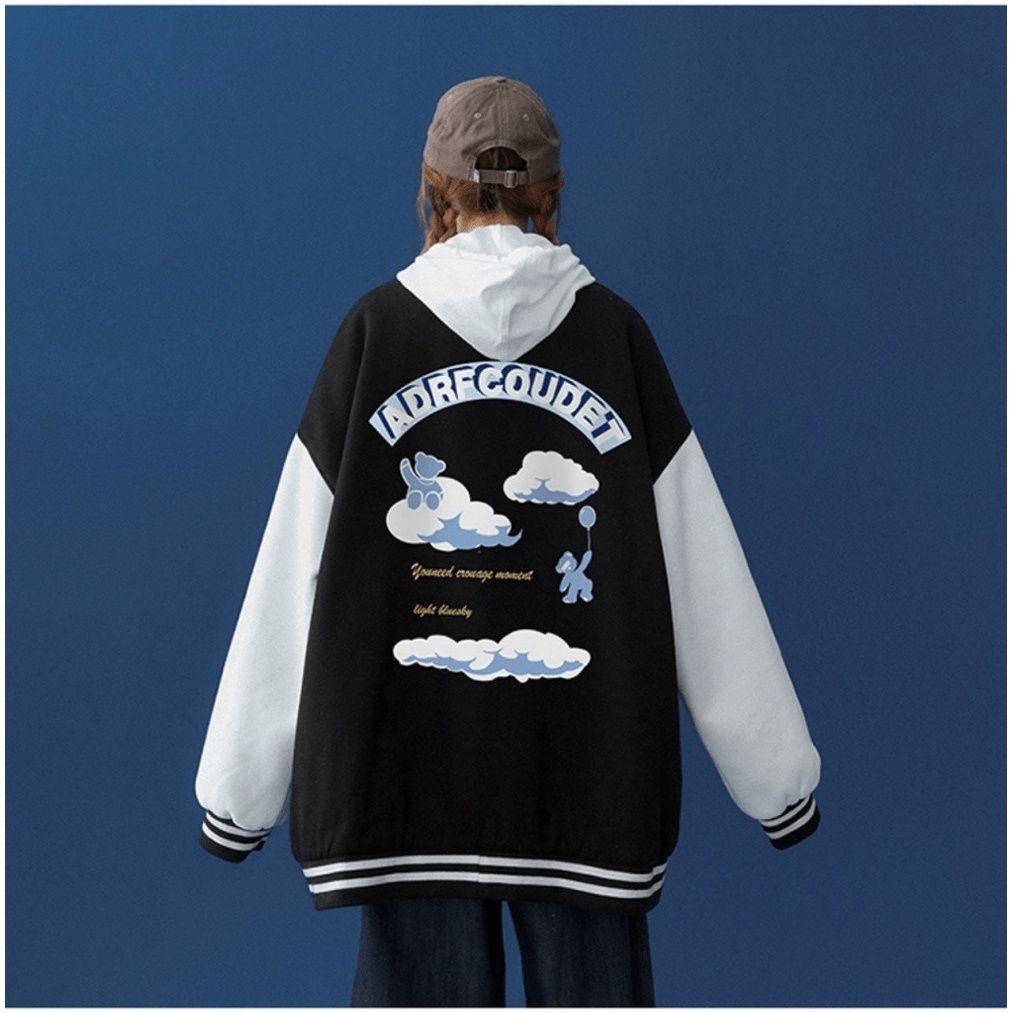 (FREE SHIP) ÁO KHOÁC BOMBER NAM NỮ HỌA TIẾT ĐÁM MÂY AR  PHỐI TAY TRẮNG SIÊU XINH TK 2022