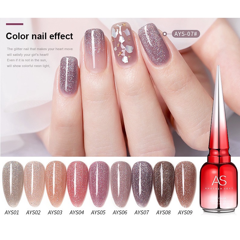 Sơn móng tay thạch gel AS dùng máy hơ tone nhũ hồng cam nâu mã AYS 15ml