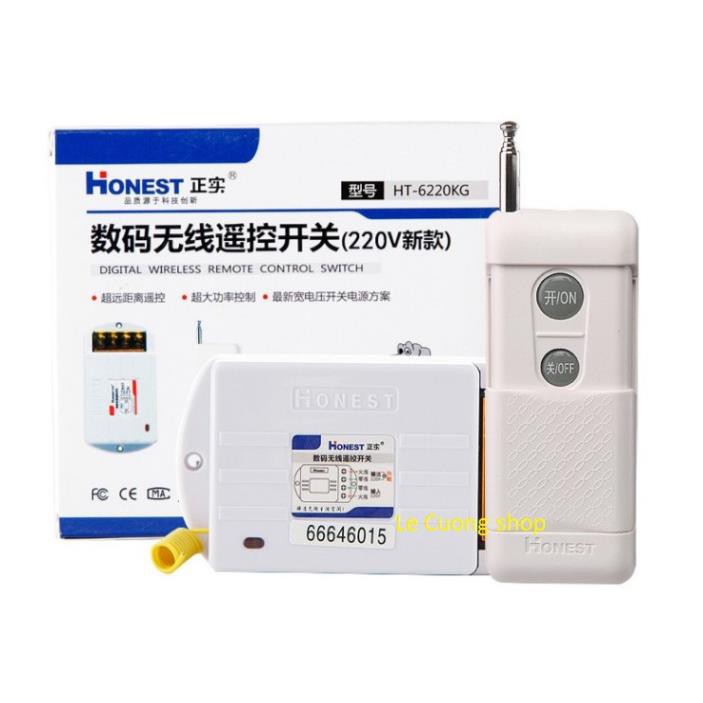 (CÓ HỌC LỆNH) Công tắc điều khiển từ xa Honest HT-6220KGD công suất lớn 220v 40A 1000m dùng cho máy bơm ,moto điện..