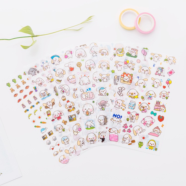 Set 6 Sticker cún tai dài xinh xắn