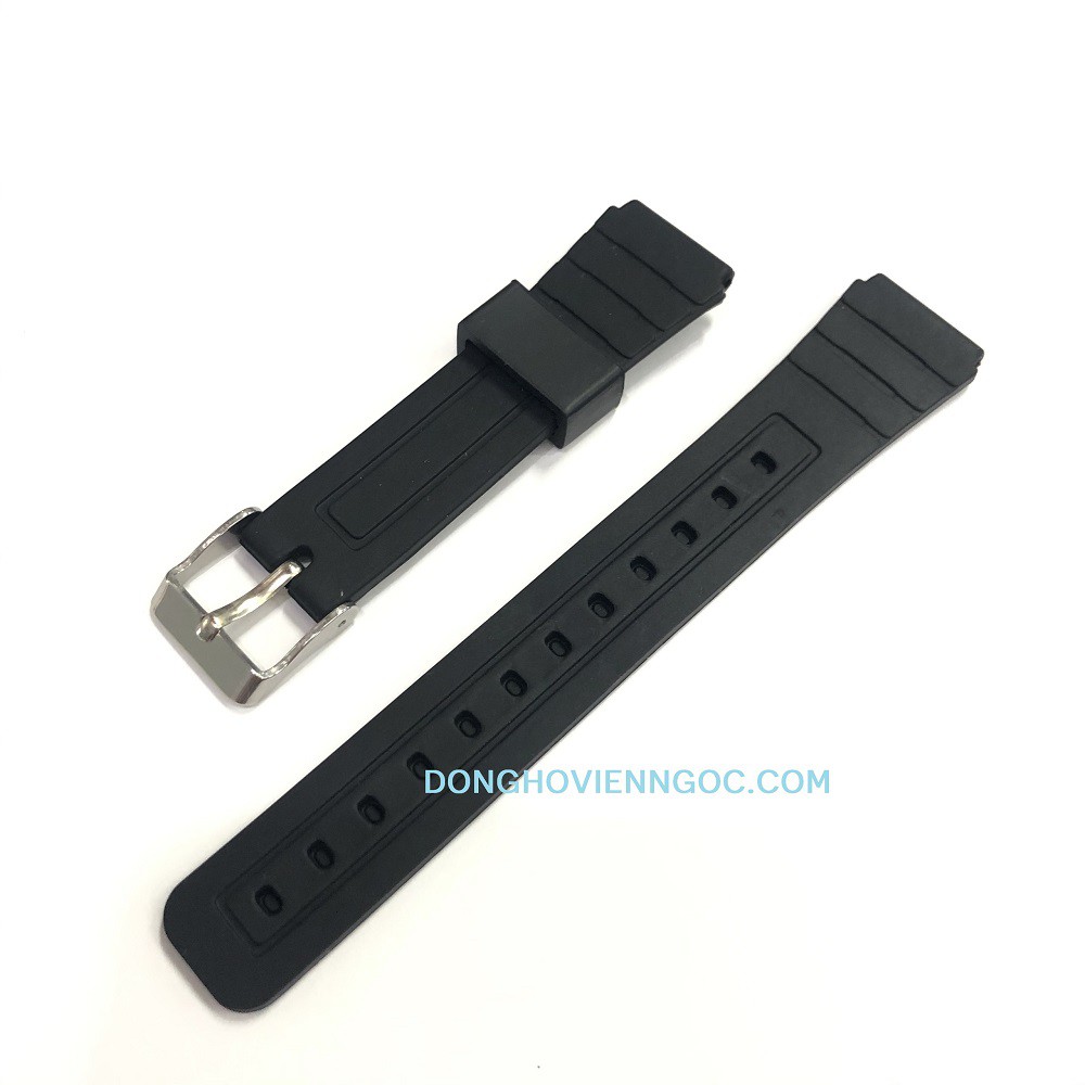 Dây nhựa thay thế cho đồng hồ Casio các dòng F91, F94, F200, F201 kèm khóa kim loại inox