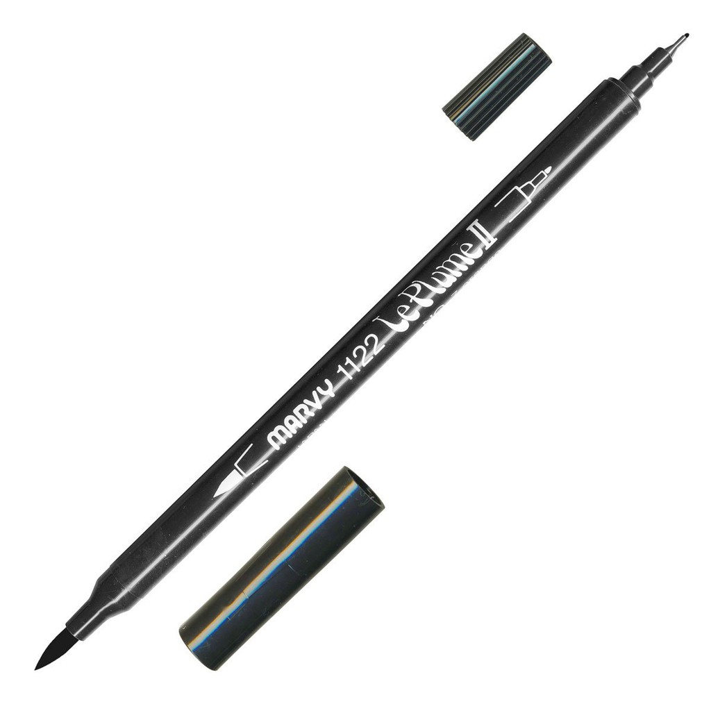 [DA ĐEN] Bút Marker Marvy Brush Leplume Màu Đen Số 01