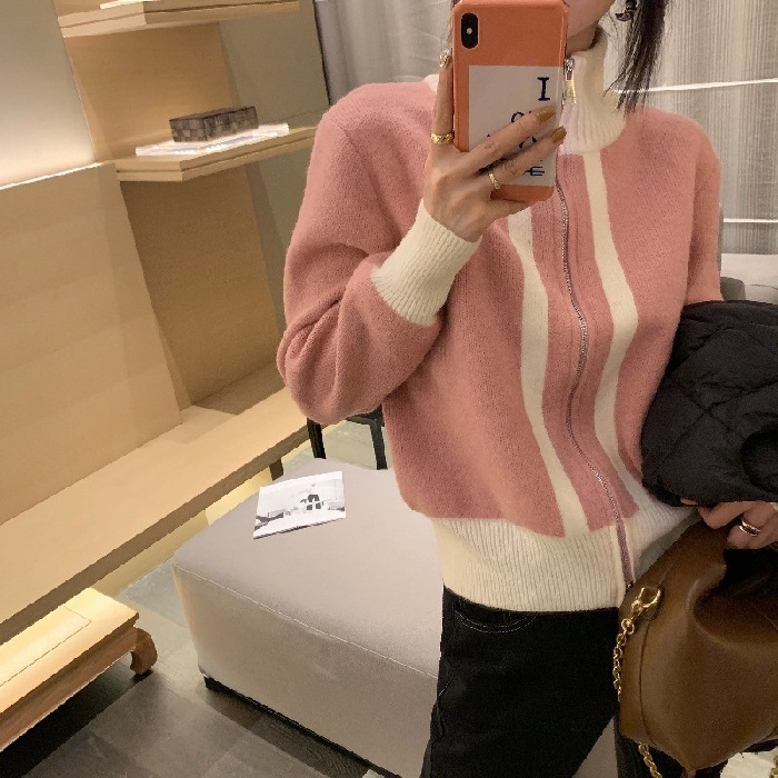 Áo khoác cardigan ZHELIHANGFEI dệt kim tay dài cổ cao thời trang dành cho nữ