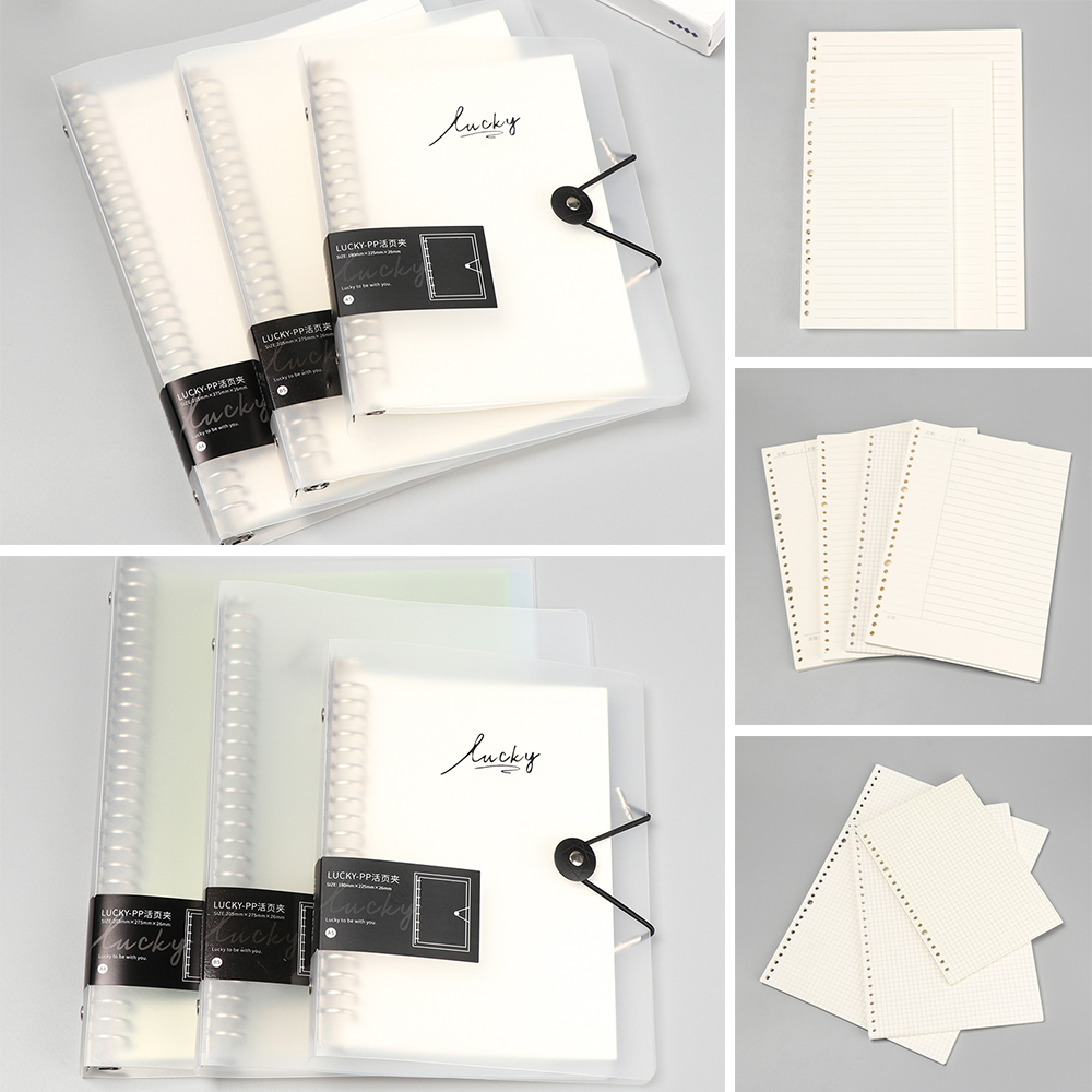 Vỏ Nhựa Bọc Sổ Tay 30/26/20 Lỗ Khổ A4/A5/B5 Có Thể Nạp Đầy Thời Trang