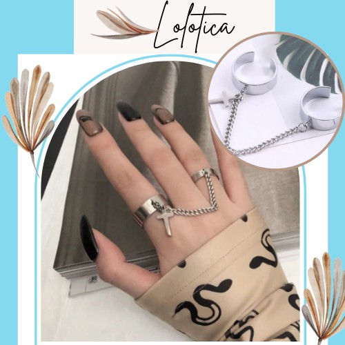 Nhẫn titan chữ thập xích unisex freesize gothic - phụ kiện đeo tay thánh giá cho nam nữ - Lolotica