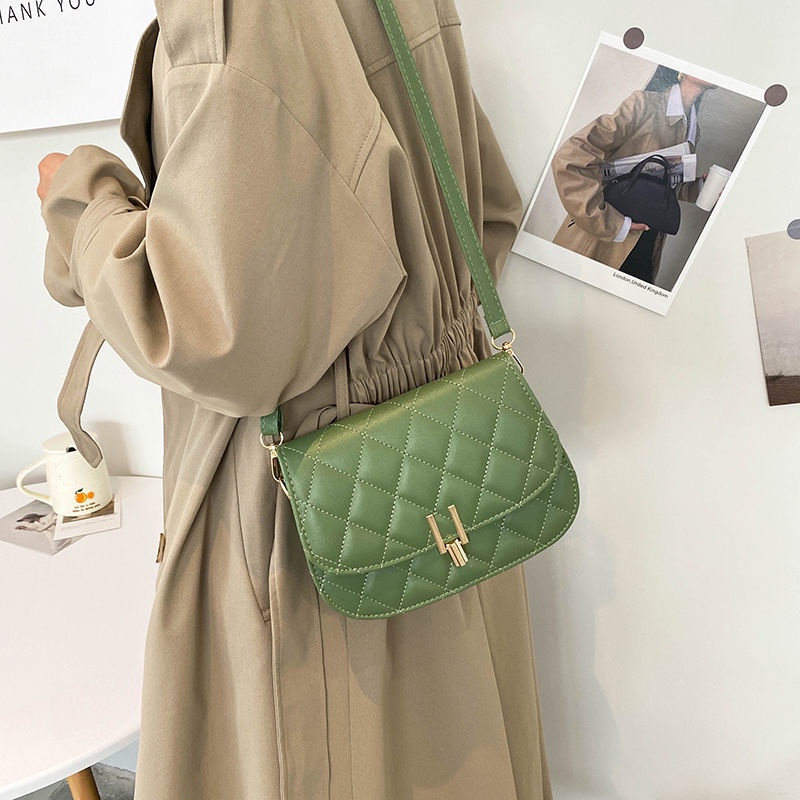 Túi đeo chéo IELGY đựng điện thoại mềm họa tiết hình thoi đơn giản dễ phối đồ tùy chọn màu sắc cho nữ