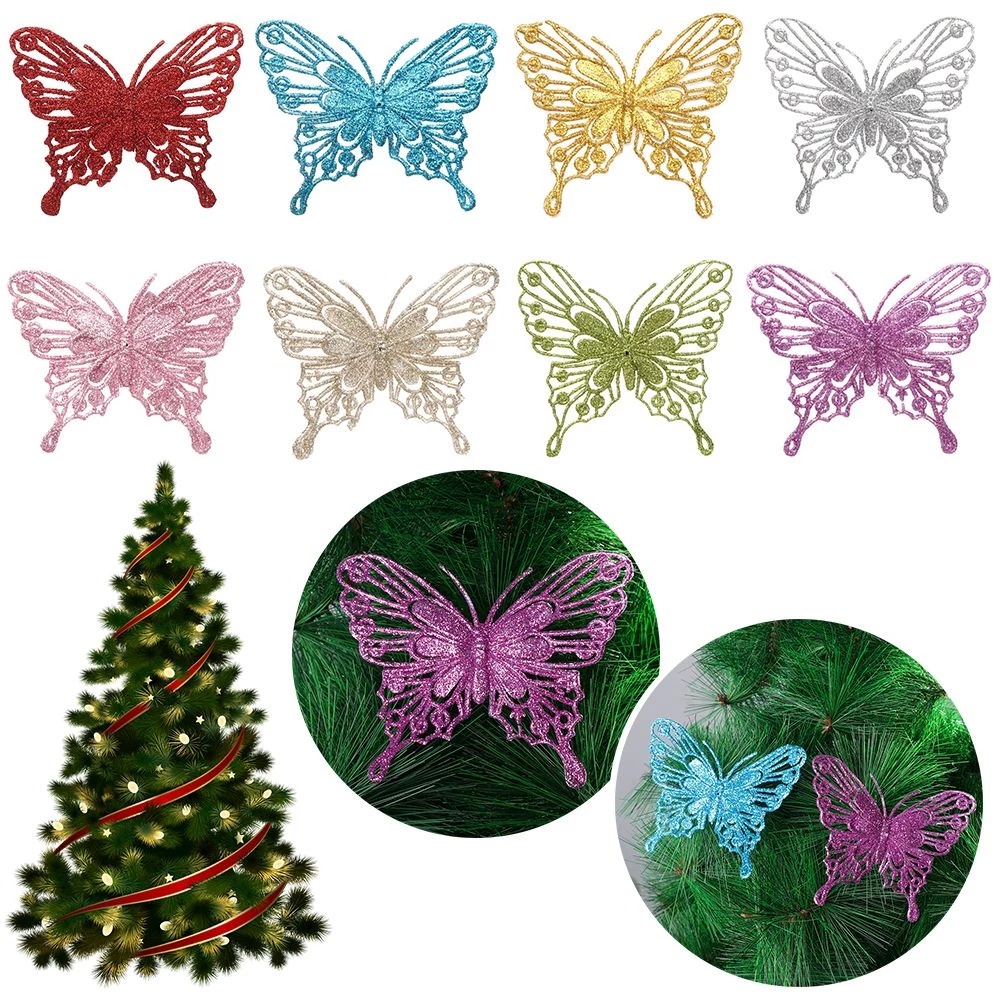Set 10 Bươm Bướm Bằng Nhựa 8 Kiểu Trang Trí Giáng Sinh