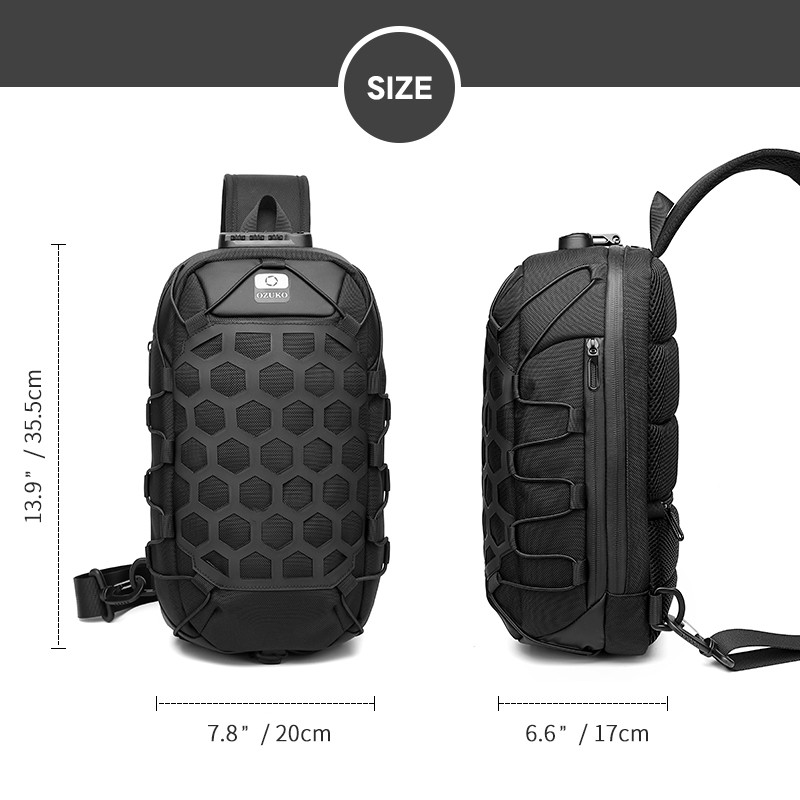 Túi đeo chéo Ozuko chống trộm có cổng sạc USB tiện lợi