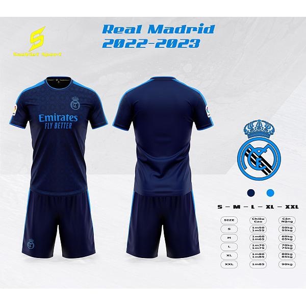 Bộ quần áo đá bóng REAL SV, vải thun lạnh phù hợp cho hoạt động thể thao - Viki Sport