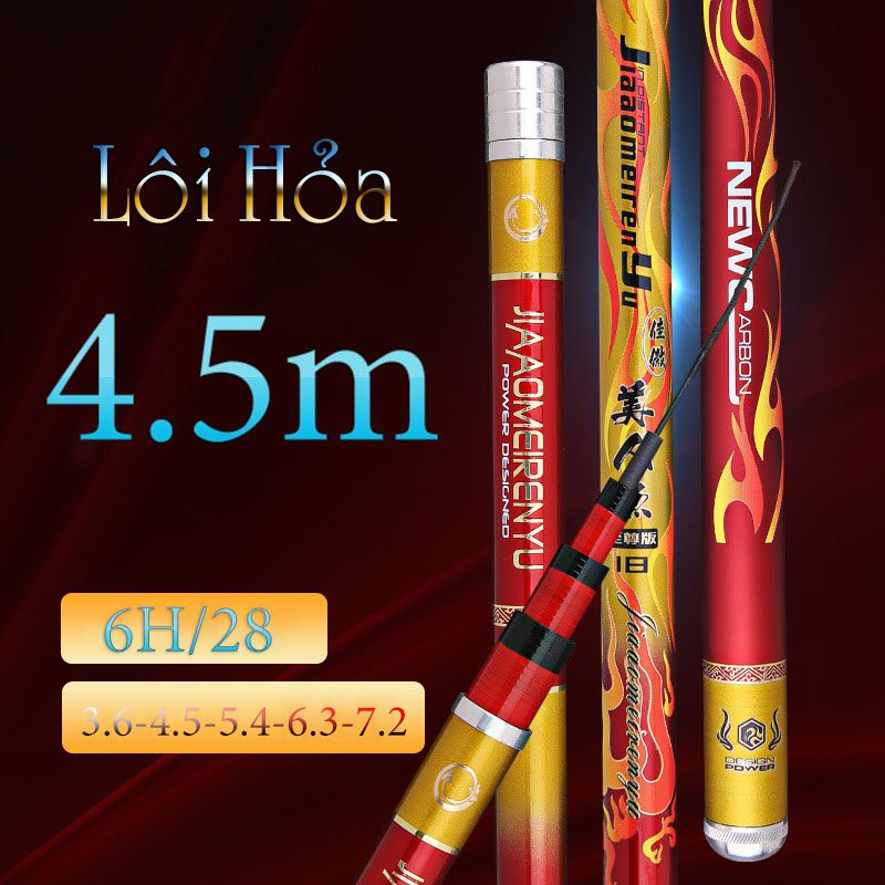 Cần câu tay Lôi Hỏa 6H lửa vàng chất liệu carbon thích hợp câu cá nhiều địa hình CD11