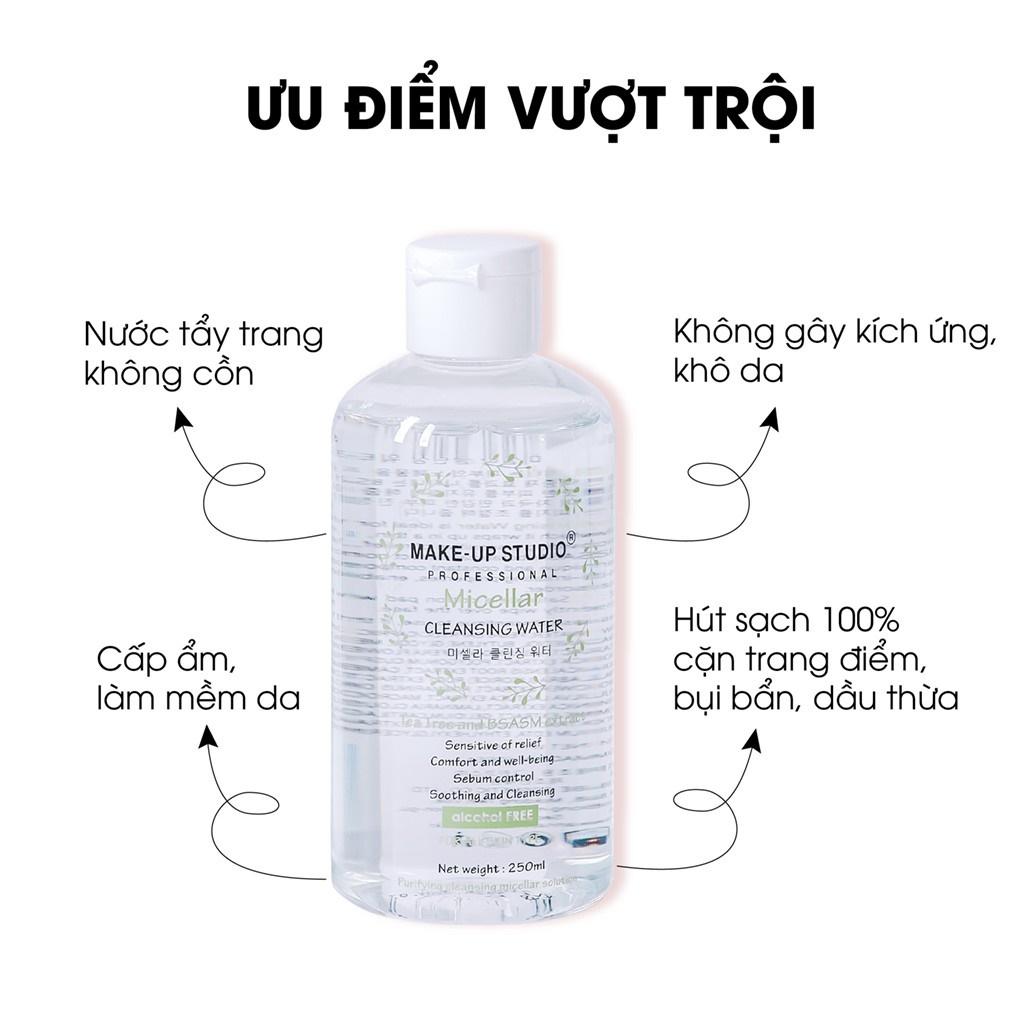 Nước Tẩy Trang Thảo Mộc Tràm Trà Make-Up Studio Professional Micellar Cleansing Water 250ml