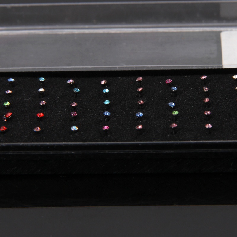 [Hàng mới về] Set 60 khuyên mũi đính đá bằng thép không gỉ