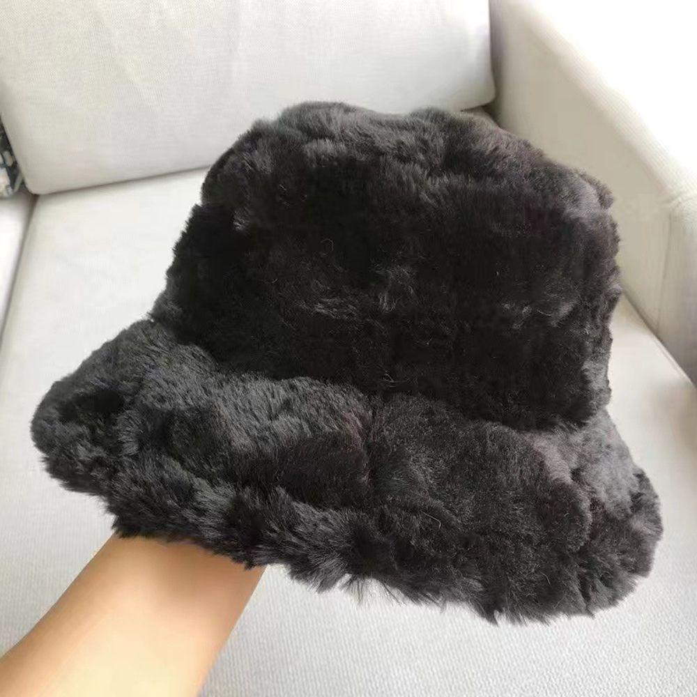 Mũ Len Giả Lông Thỏ Chống Nắng / Gió Gấp Gọn Được Thời Trang Thu Đông Vintage