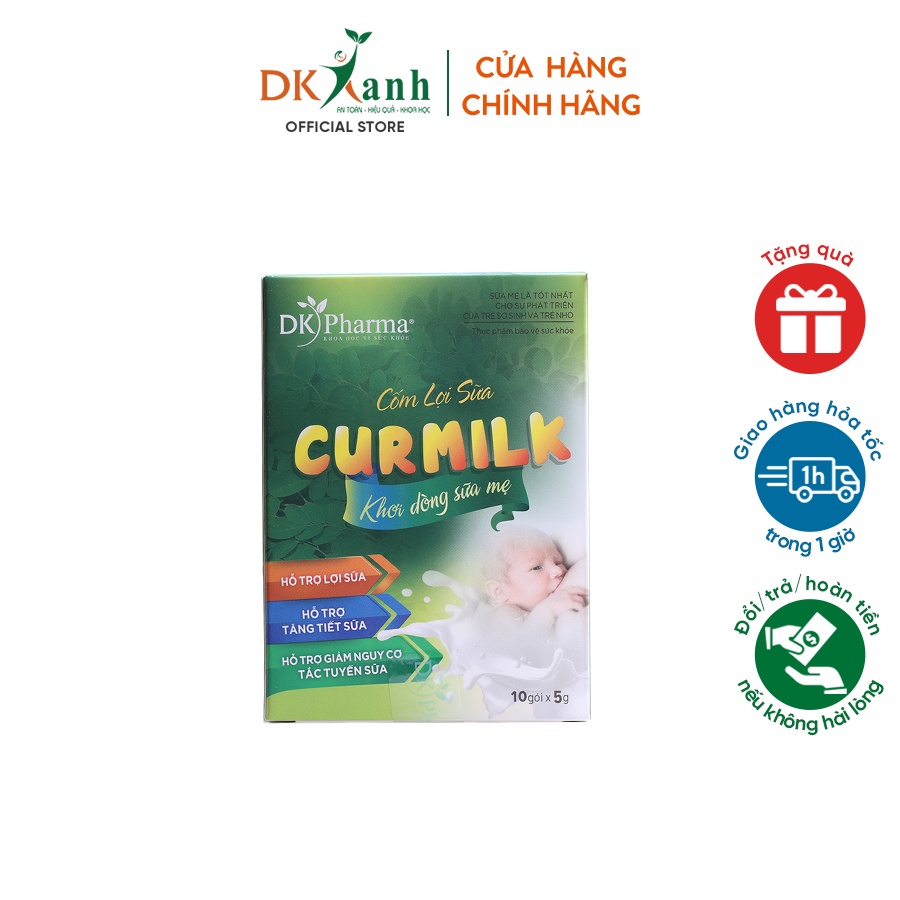 Cốm lợi sữa Curmilk hộp 10 GÓI tăng chất - lượng sữa, phòng tắc tia sữa - DK PHARMA