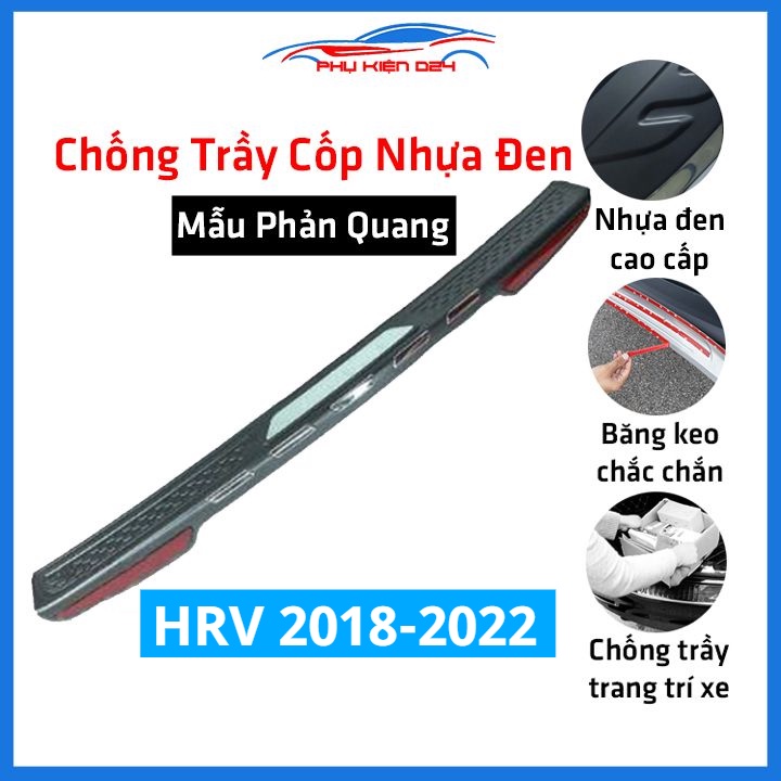 Ốp chống trầy cốp ngoài nhựa đen Honda HRV, H-RV 2018-2019-2020-2021-2022 dán cốp sau chống xước trang trí xe
