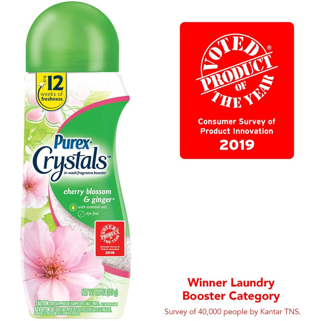 Hạt thơm áo quần hương hoa anh đào &amp; gừng Purex Crystals in-Wash Fragrance and Scent Booster 439g (Mỹ)