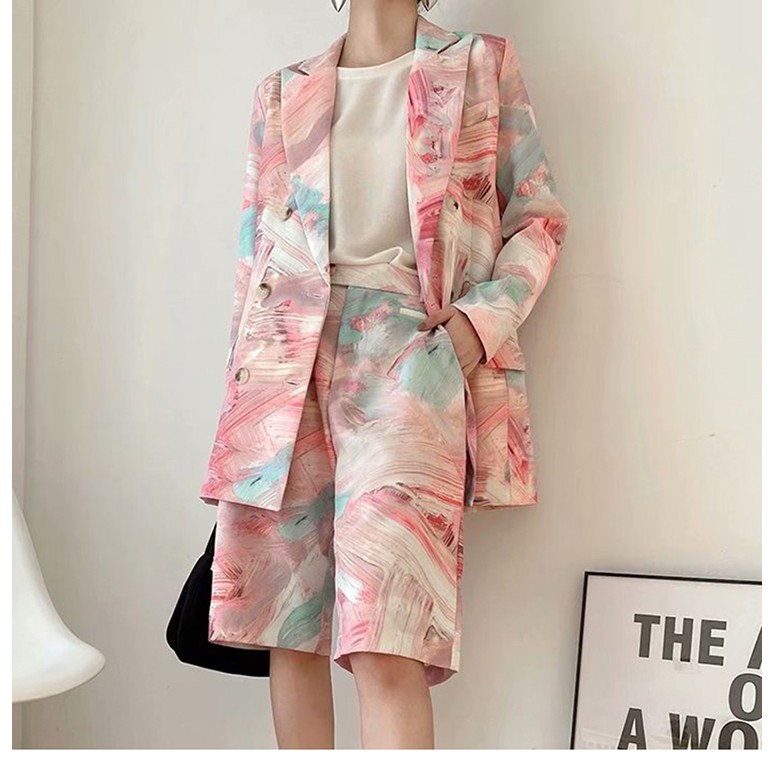 (HÀNG ORDER) Set áo vest màu vẽ phối quần lửng thời trang cá tính (có hình thật)