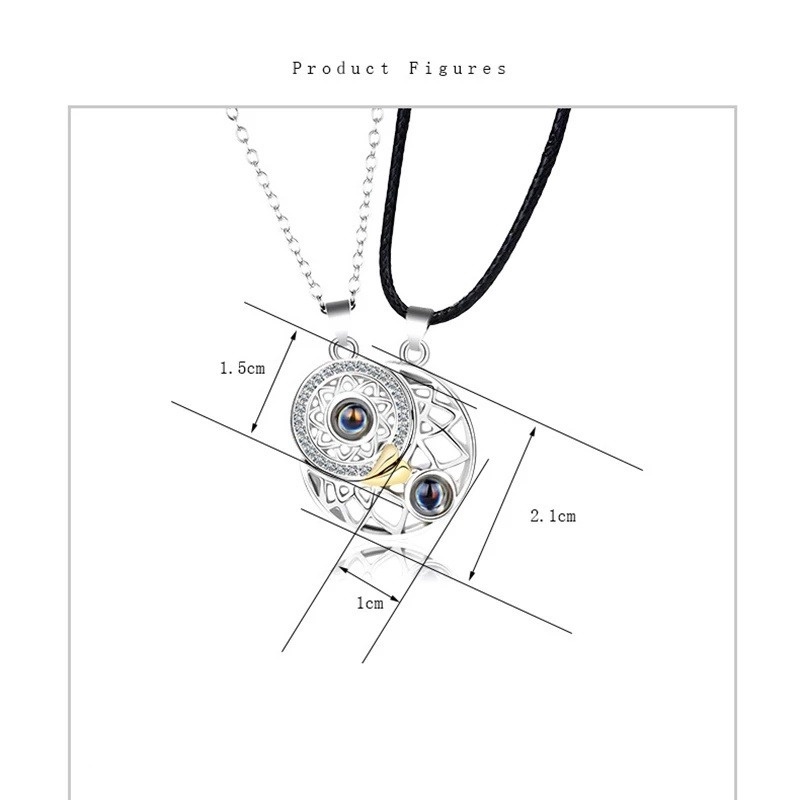 Bộ 2 Vòng cổ Mặt Trăng / Mặt Trời Từ Tính Sáng Tạo Cho Cặp Đôi 100 Ngôn Ngữ