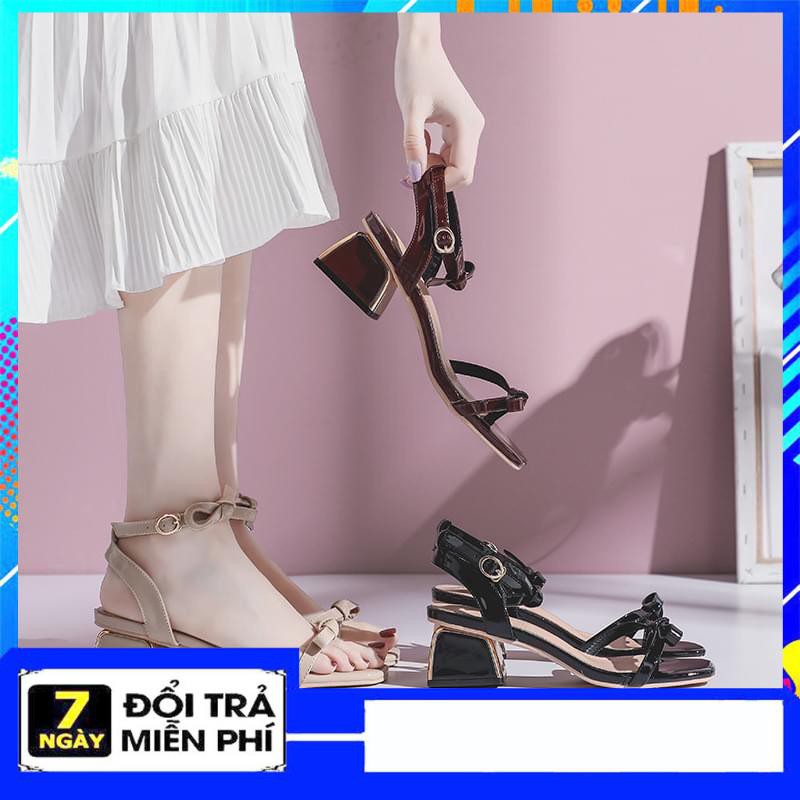 FREESHIP- Guốc cao gót 5p nơ ấu mã L88