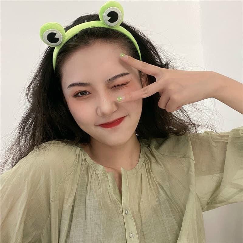 Bờm tóc cute, băng đô hình ếch xanh rửa mặt cài tóc ngộ nghĩnh dễ thương cute