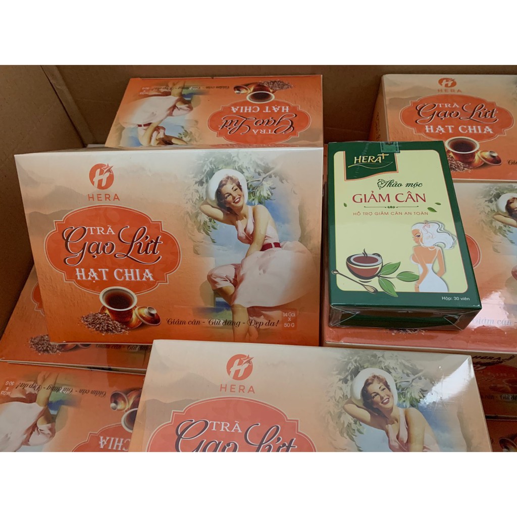 Combo trà giảm cân Hera Plus + trà giảm cân gạo lứt hạt chia ckèm thước dây và phiếu bảo hành | BigBuy360 - bigbuy360.vn