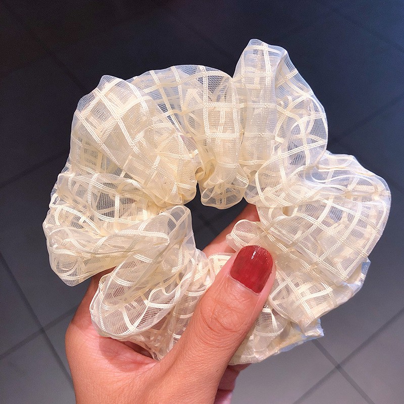 Scrunchies Dây buộc tóc kẻ xinh xắn