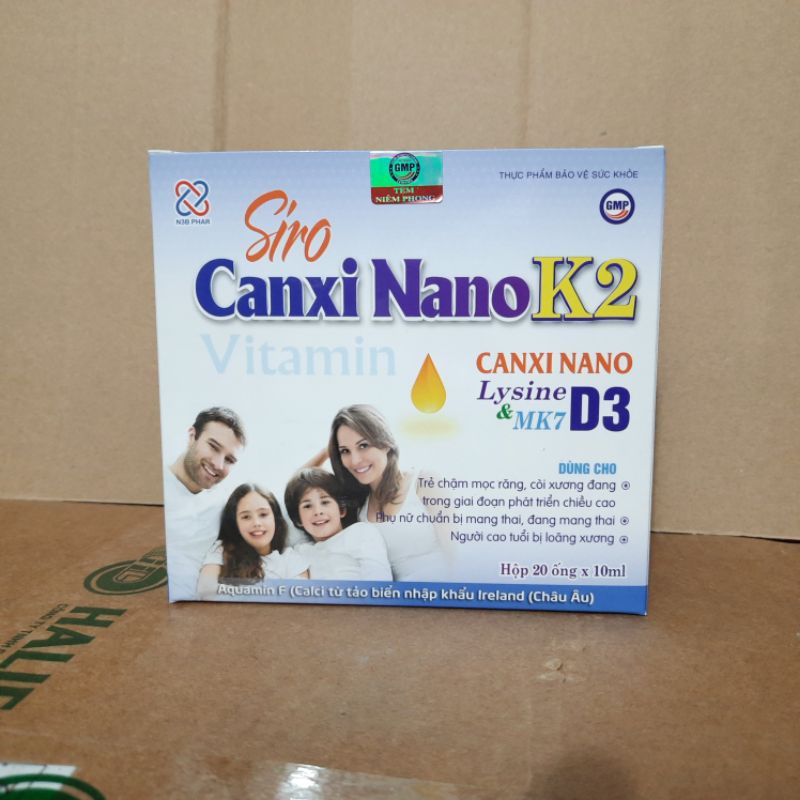 Hộp 20 ống - Siro canxi ống cho trẻ từ 0 tháng tuổi bổ sung Vitamin D3 K2 MK7 - Siro CANXI NANO K2  - AQUAMIN F