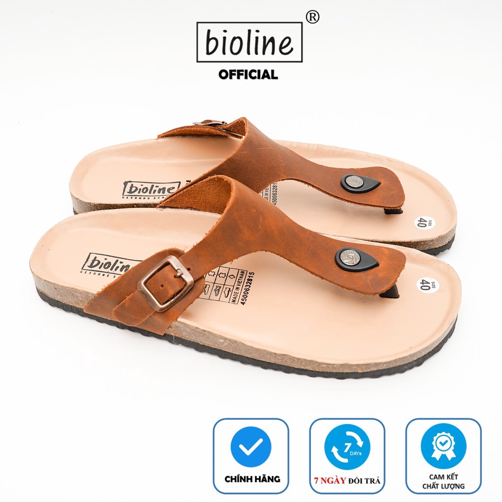 [ Lót Chống Nước ] DK07 - Dép Birken Đế Trấu Thiết Kế Unisex Nam và Nữ Quai tông tách ngón Da Bò Bioline VietNam