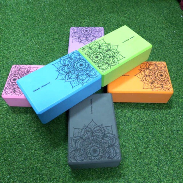 Gạch tập yoga 200g cục gạch block yoga in Hoa Mandala dùng trên thảm tập yoga tạo hiệu quả cao tại nhà và phòng tập