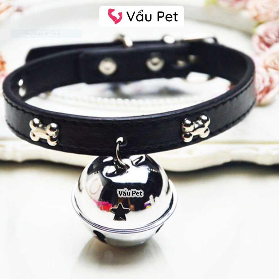 Vòng cổ cho chó, mèo, thú cưng chuông đai da - Vòng đeo cổ cho chó mèo Vẩu Pet Shop