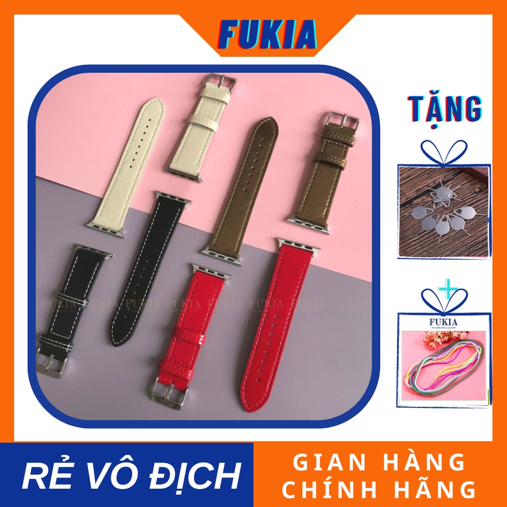 Dây da C H A N E L bóng dành cho Apple Watch đồng hồ thông minh Series 1/2/3/4/5/6/7/SE size 38/40/41/42/44/45mm