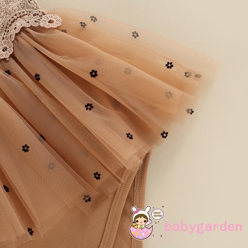 Bộ Áo Liền Quần Hai Dây Phối Ren In Hoa Dành Cho Bé Gái 0-24 Tháng Tuổi