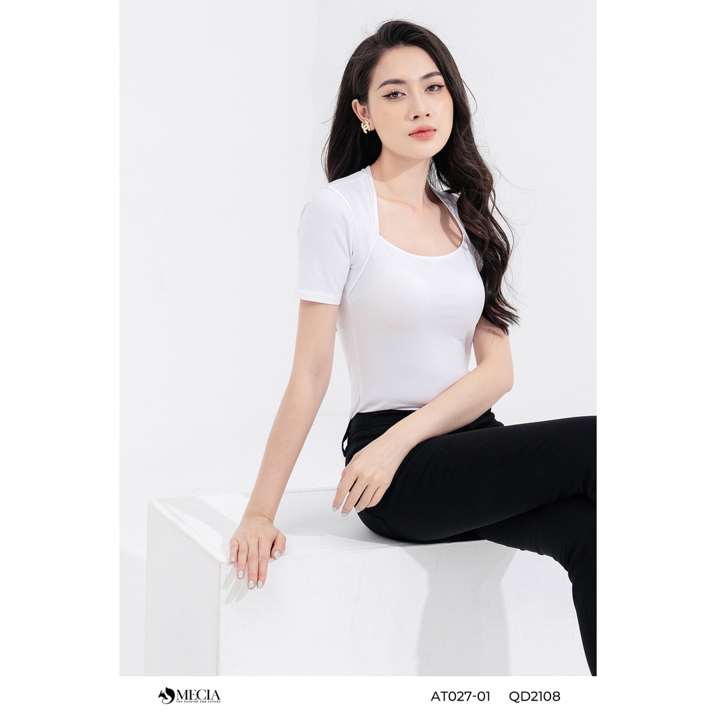 Áo thun ôm cổ vuông MECIA vạt đắp AT027