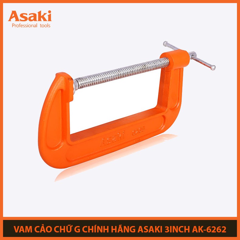 Vam chữ G kẹp gỗ 3 inch- 75mm chính hãng ASAKI AK-6262 (Cảo chữ C)