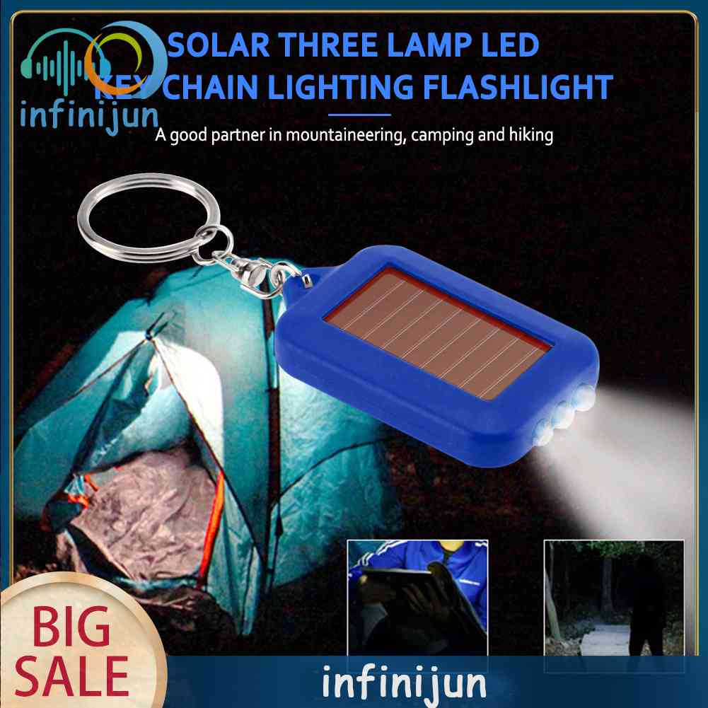 Móc Khóa Đèn Pin LED 3 Bóng Mini Dùng Năng Lượng Mặt Trời Tiện Dụng
