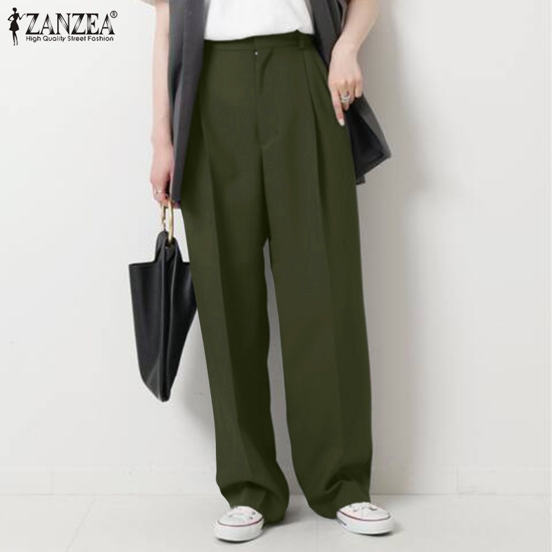 Quần dài Zanzea lưng thun có túi phong cách retro cho nữ