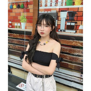 Áo croptop nhún cột dây Sugary
