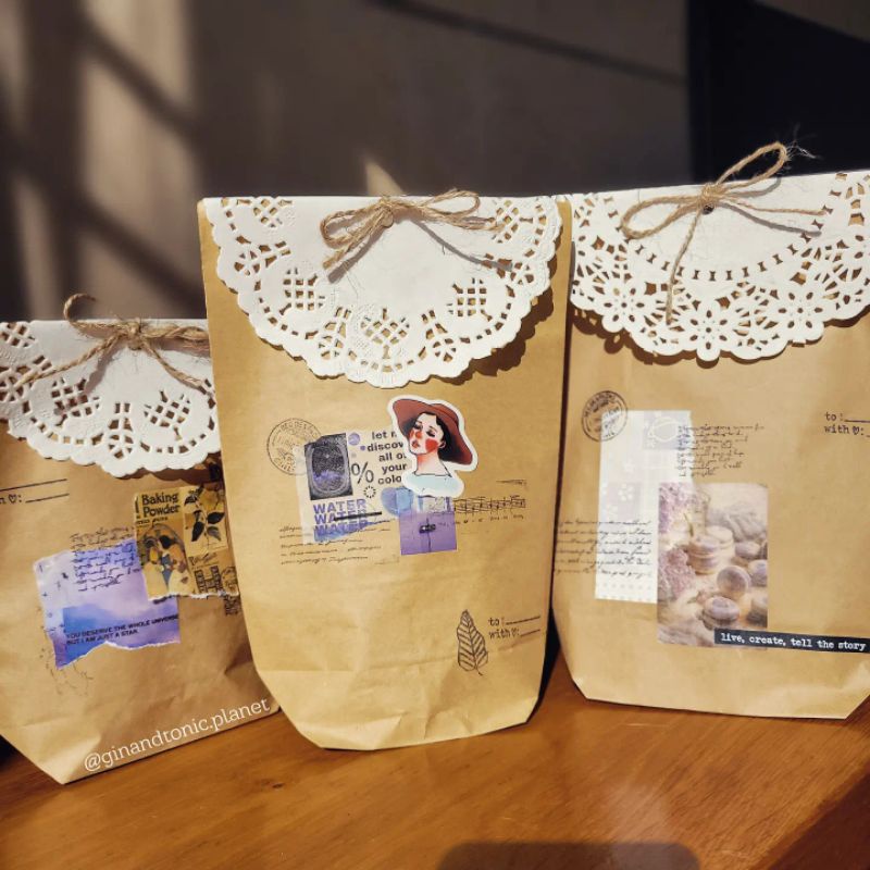 Túi giấy quà tặng vintage trang trí theo phong cách bullet journal - ginandtonic