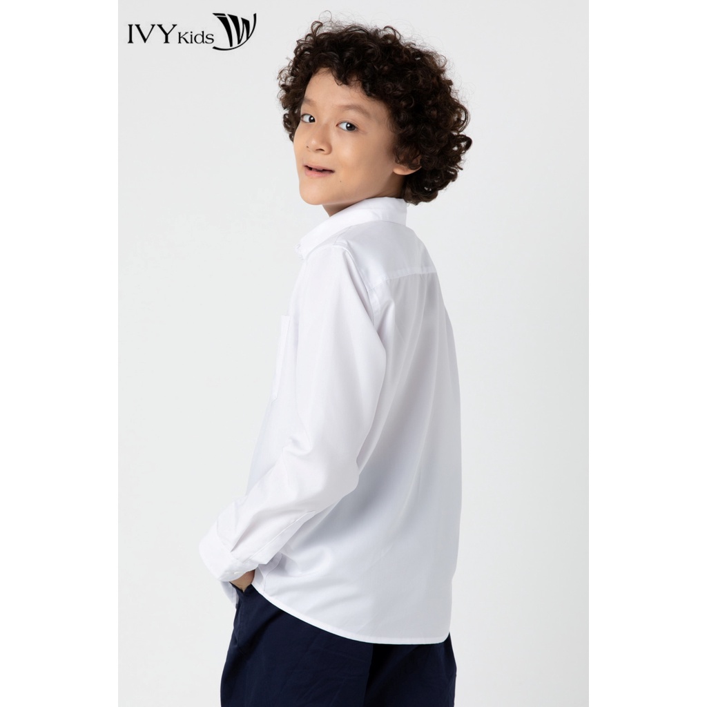 Áo sơ mi trắng cổ đức bé trai IVY moda MS 17K1408