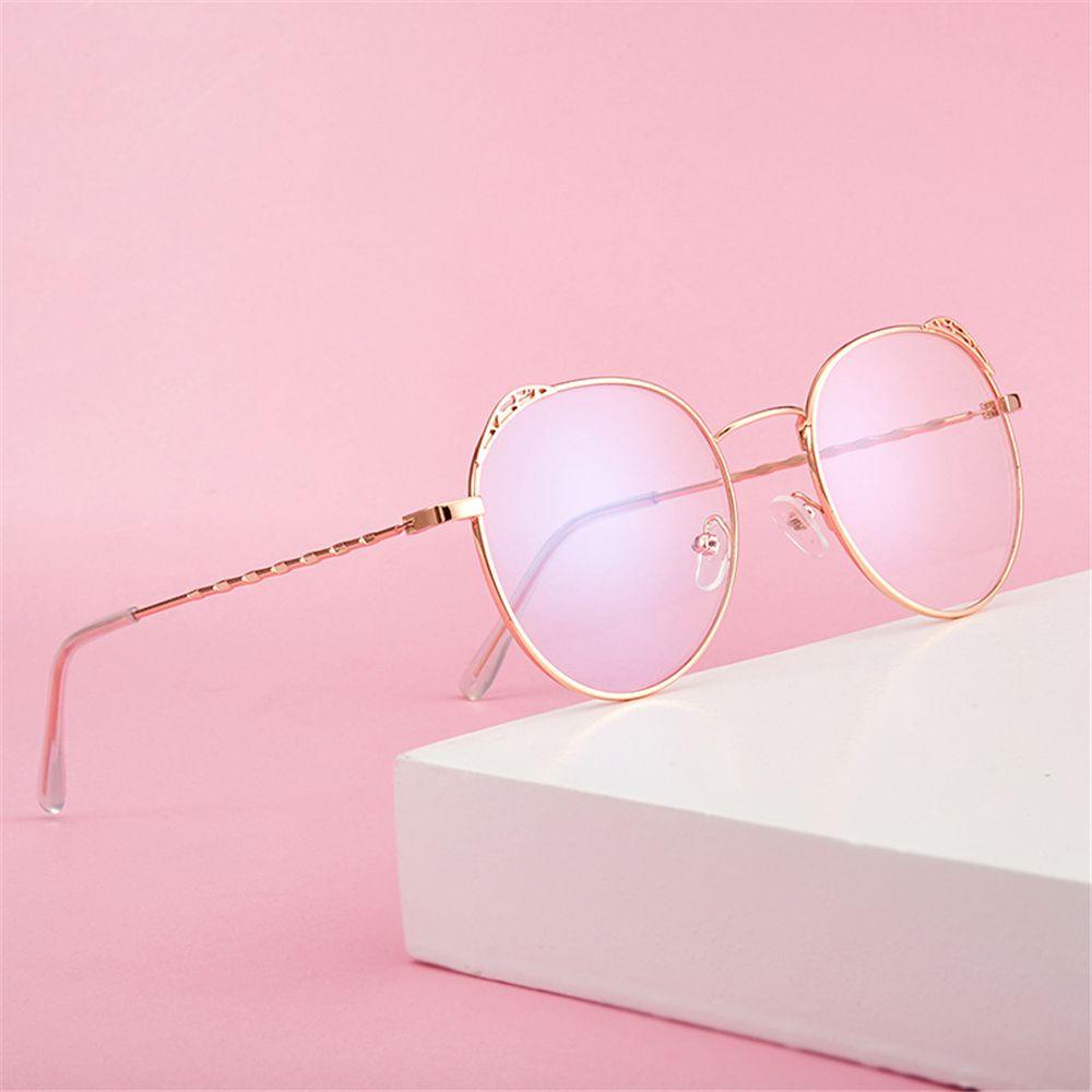 Kính Mắt Gọng Tròn Unisex Tráng Gương Hình Tai Mèo