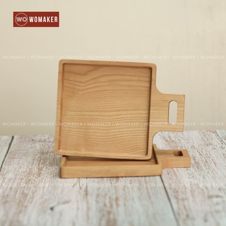Bộ 2 Cái Khay Gỗ Vuông Đựng Ấm Chén Gỗ Tần Bì Trang Trí Thức Ăn Hoa Quả Chụp Ảnh Decor